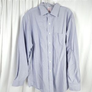 Brooks Brothers Mens Sz 16.5 35 Blue American Supima Cotton Non Iron Dress Shirt